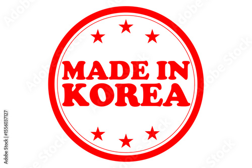 MADE IN KOREA - MADE IN KOREA text written on Red Rubber Stamp 

