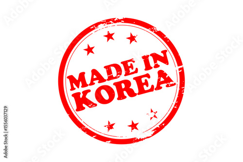MADE IN KOREA - MADE IN KOREA text written on Red Rubber Stamp 
