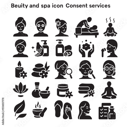 Beauty and spa icon set.