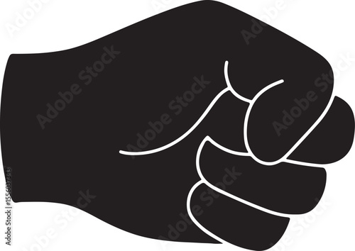 The profile of a clenched fist moving forward, ready to connect with another vector silhouette art on white background