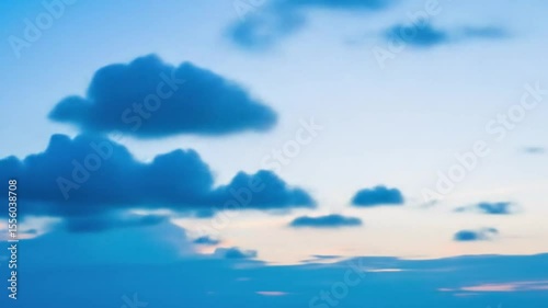 Sky with soft, fluffy clouds in varying shades of blue and white, suggesting a peaceful, serene atmosphere.