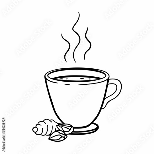 Warm Ginger Tea A Cozy and Healthy Drink Illustration