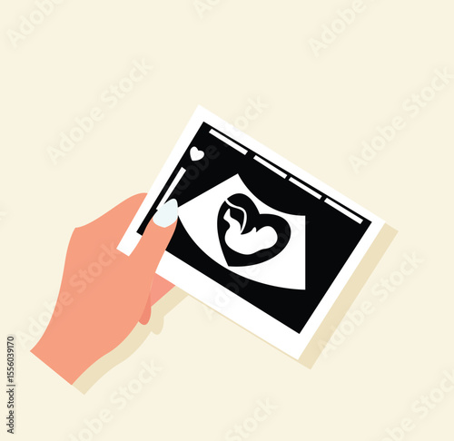 holding an ultrasound result.A female doctor looks at the result of an ultrasound scan. Medical diagnosis of a child in the womb, pregnancy and health