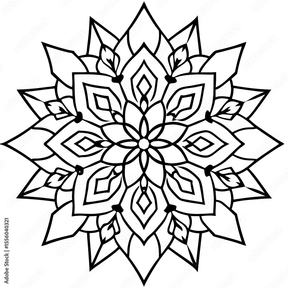 Obraz premium Winter Mandala line art vector