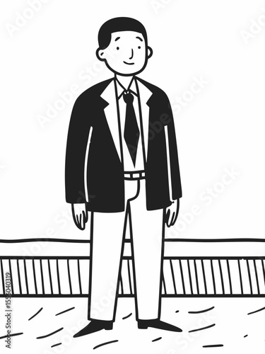 Professional Man in Suit Simple Line Art Illustration