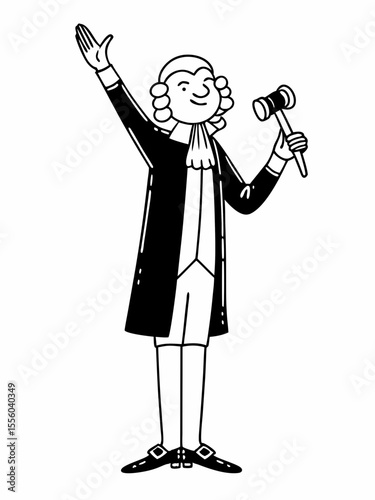 Historical Judge Illustration Law, Justice, Gavel, Court, Colonial Era