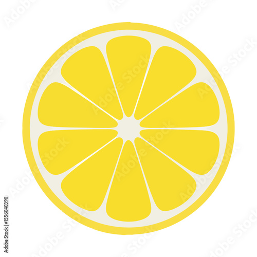 Vibrant Yellow Lemon Slice Fresh Citrus Fruit Graphic Illustration Featuring Segmented Design Against a Clean White Background Aesthetic