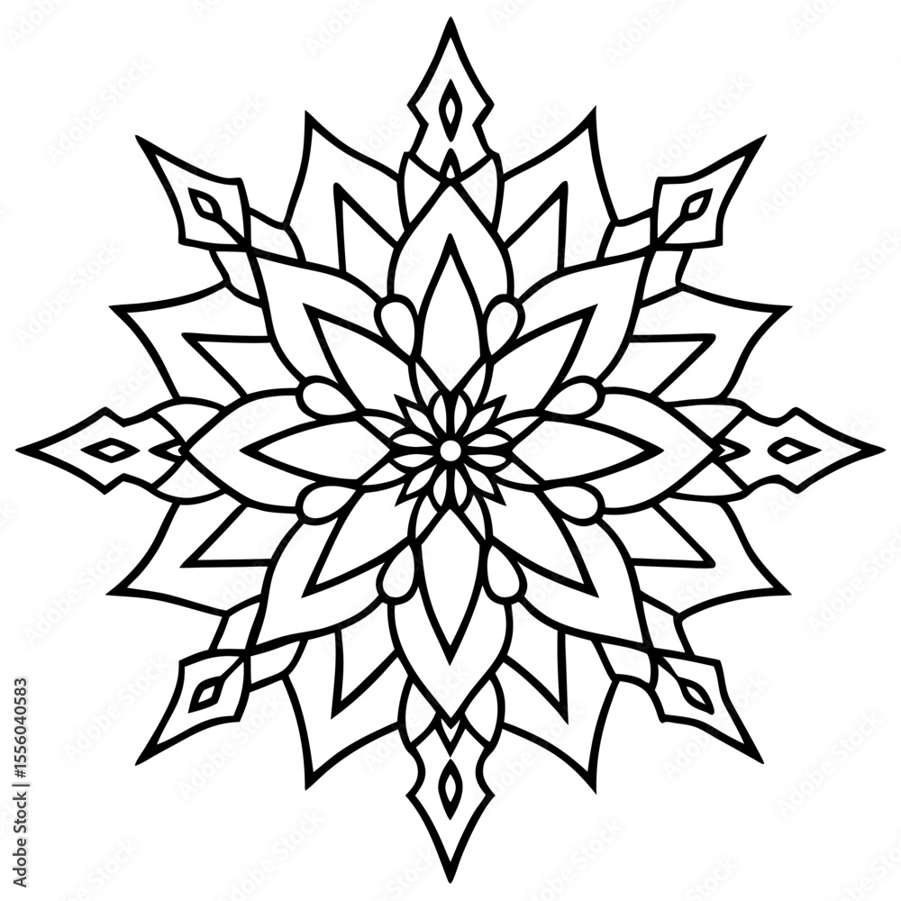 Obraz premium Winter Mandala line art vector