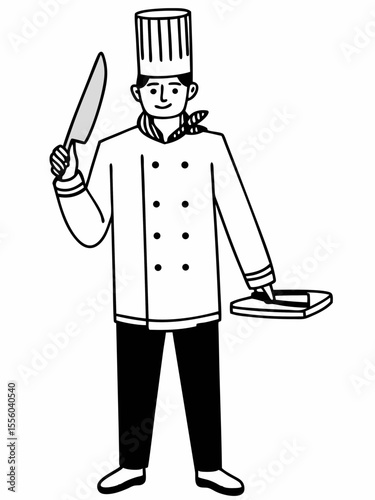 Professional Chef Illustration Culinary Arts, Cooking, Kitchen, Restaurant, Food Preparation