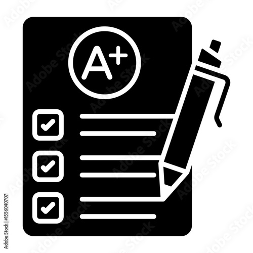 Editable design icon of A+ grade, exam result concept
