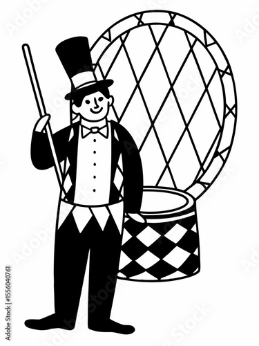 Charming Circus Ringmaster Illustration Vintage Style Cartoon