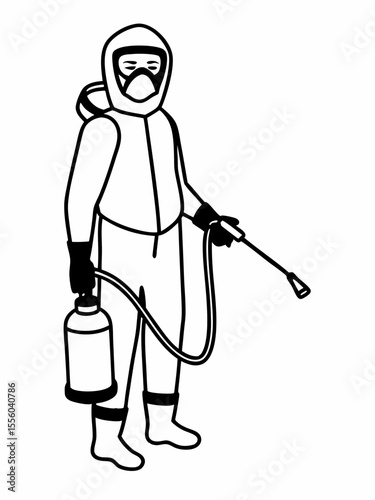 Pest Control Technician in Protective Gear  Illustration