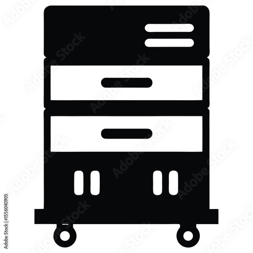  vector of an icon representing a file storage cabinet or a server rack, commonly used to store and organize physical or digital files. 

