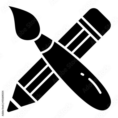 Pencil with scale, icon of stationery