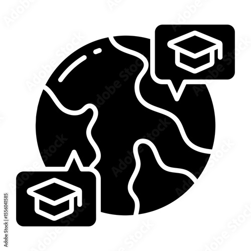 Conceptual line design icon of global education chatting