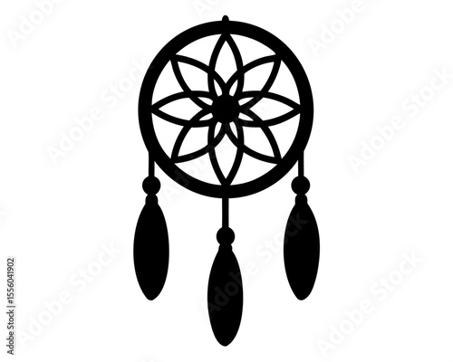 
Dreamcatcher silhouette vector, Dreamcatcher icon, Minimalist dream catcher vector
