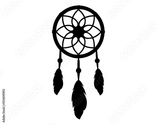 
Dreamcatcher silhouette vector, Dreamcatcher icon, Minimalist dream catcher vector