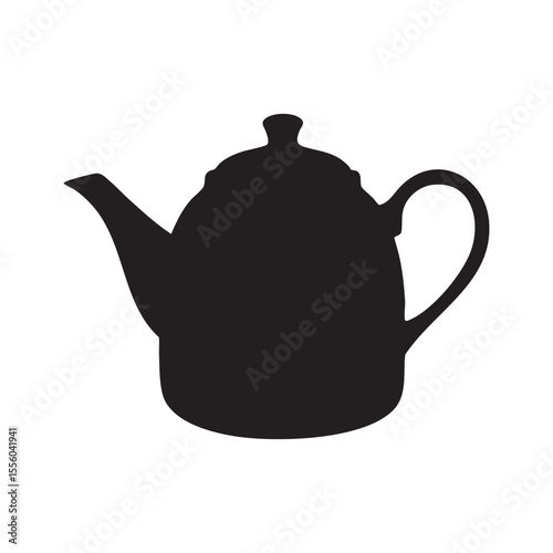 Silhouette of teapot on white background