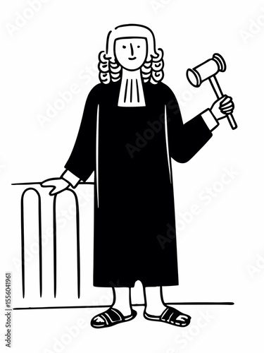 Judge in Courtroom Law, Justice, and Legal System Illustration