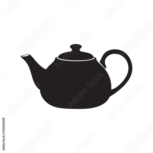 Silhouette of teapot on white background