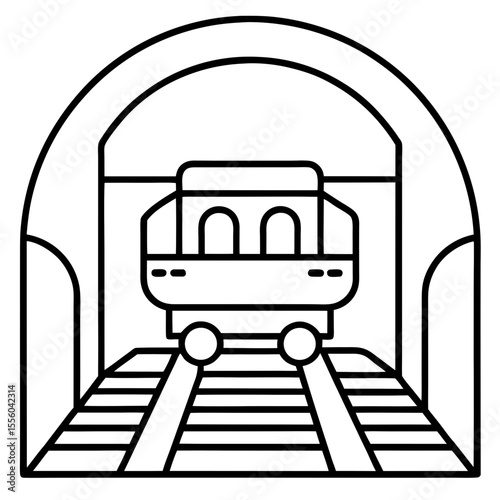 Minimalist Train Tunnel Line Art Icon