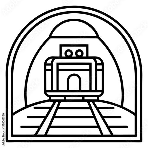 Minimalist Train Tunnel Line Art Icon