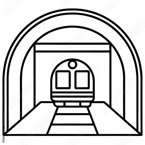 Minimalist Train Tunnel Line Art Icon