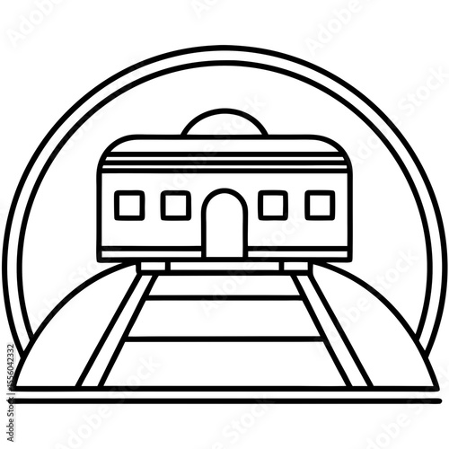Minimalist Train Tunnel Line Art Icon