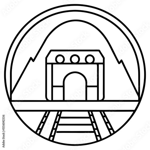 Minimalist Train Tunnel Line Art Icon