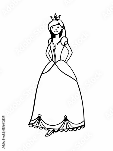 Princess Coloring Page Fairytale Girl in Gown