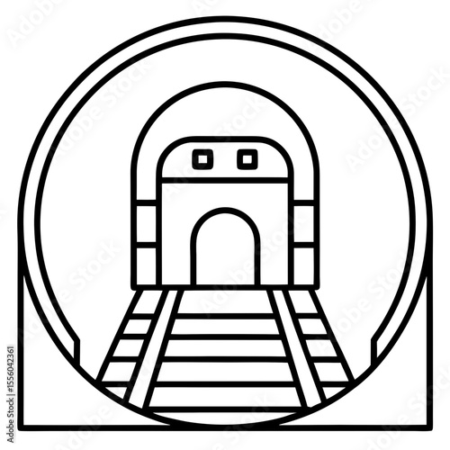 Minimalist Train Tunnel Line Art Icon