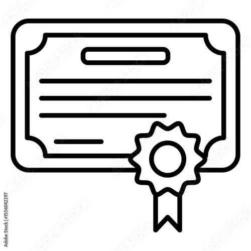 Paper with ribbon, line design of degree icon