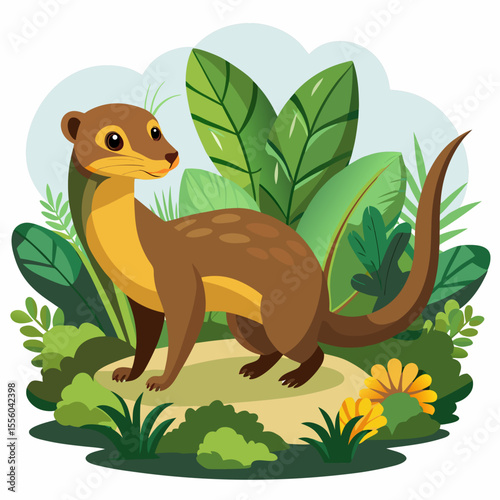 mongoose vector illustration, animal, isolated on white background