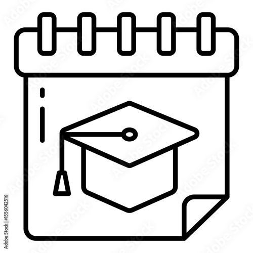 Calendar with mortarboard, icon of study schedule