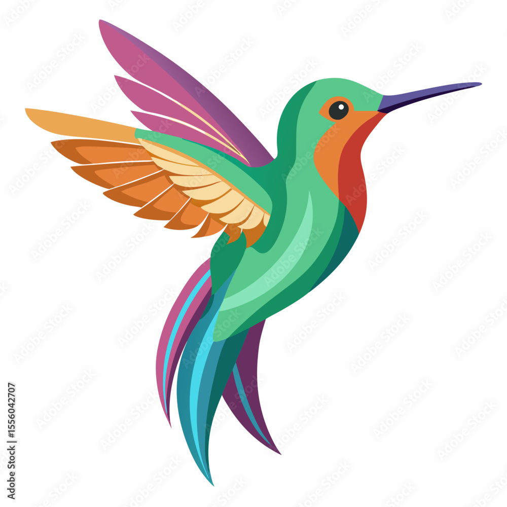 Obraz premium hummingbird, kingfisher vector illustration, animal, isolated on white background