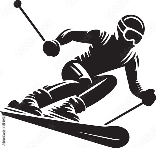 mountain skier speeding down slope