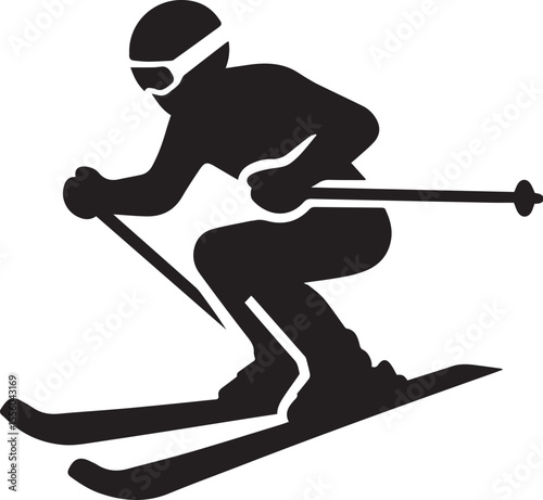 mountain skier speeding down slope