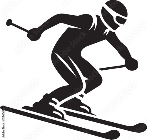 mountain skier speeding down slope