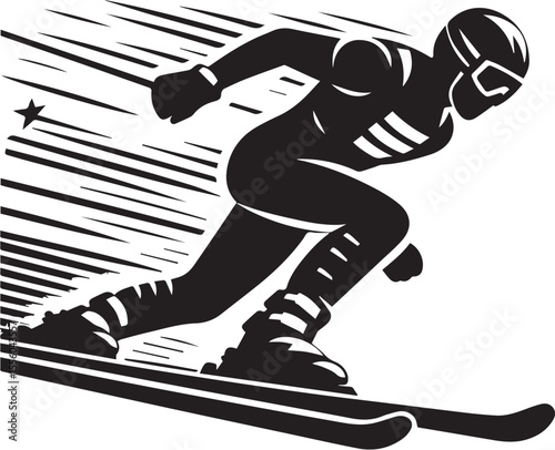 mountain skier speeding down slope