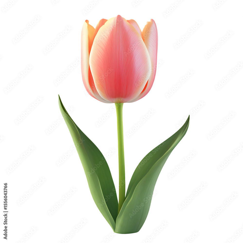 Fototapeta premium A single, vibrant tulip blossom against a black background.