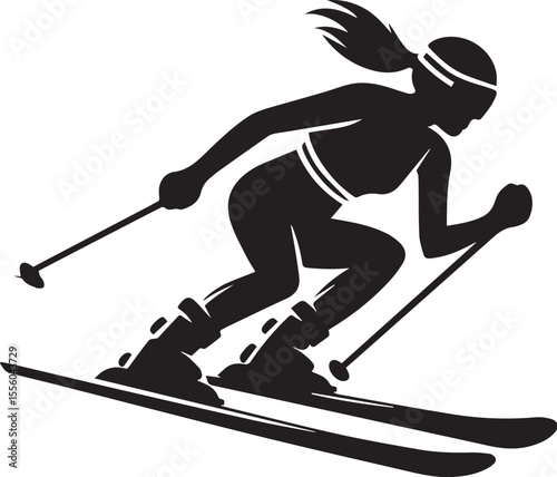 mountain skier speeding down slope