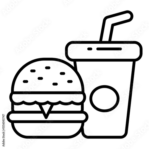 A yummy icon of burger with drink