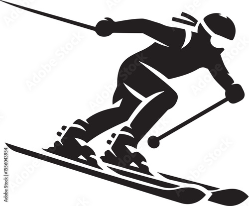 mountain skier speeding down slope
