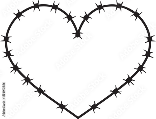 Black Barbed Heart Silhouette Vector – Dark Love Concept Art Illustration