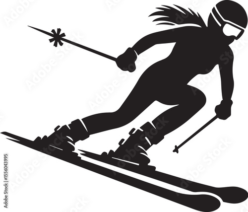 mountain skier speeding down slope