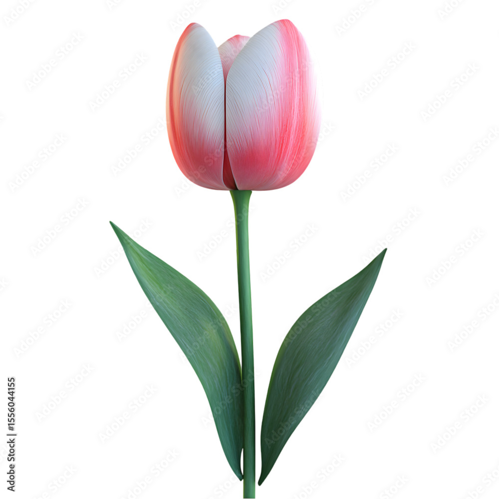 Fototapeta premium Close-up of a vibrant pink and white tulip.