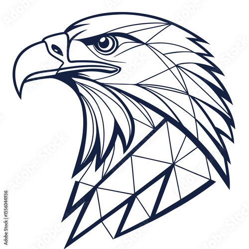 Geometric eagle head profile with sharp lines and angular design