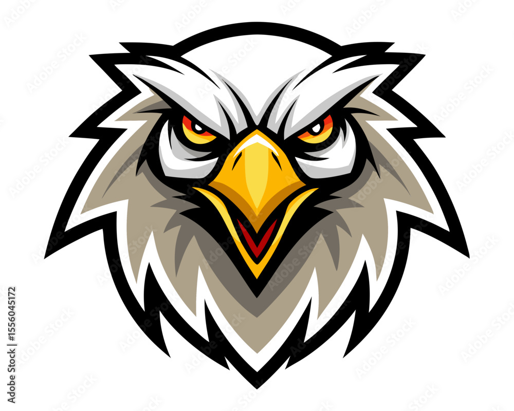 Obraz premium Aggressive eagle head mascot logo fierce bird of prey emblem