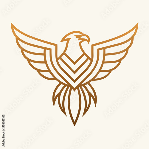 Elegant golden eagle emblem with outstretched wings on a light background