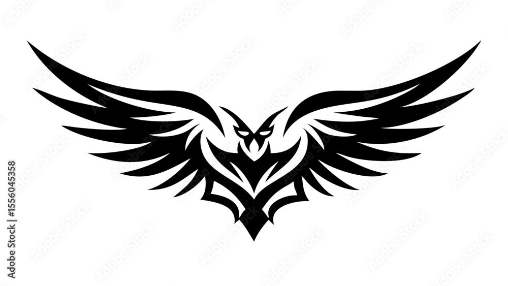 Fototapeta premium Tribal Eagle Tattoo Design Vector Logo with Detailed Wings